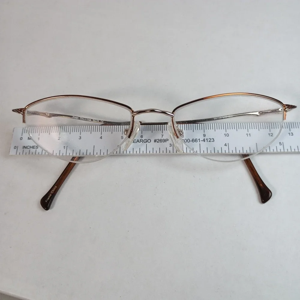 Joan Collins 9635 GBR 50-18-140 Gold/Brown Metal Half Rim Eyeglasses FRAME